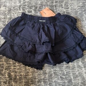 Miu Miu Navy Ruffled Shorts
